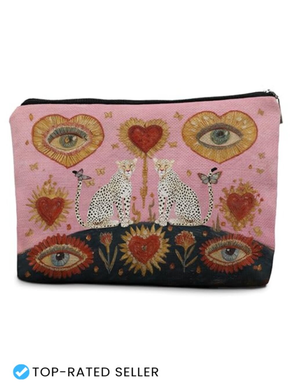 Funky Leopard Makeup Bag Zipper Pouch Women Y2K Linen Canvas Travel Cosmetic